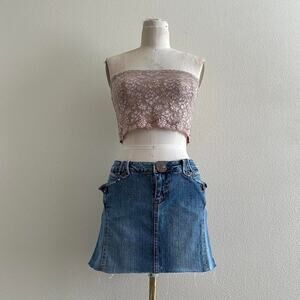 handmade neutral lace sheer tube top